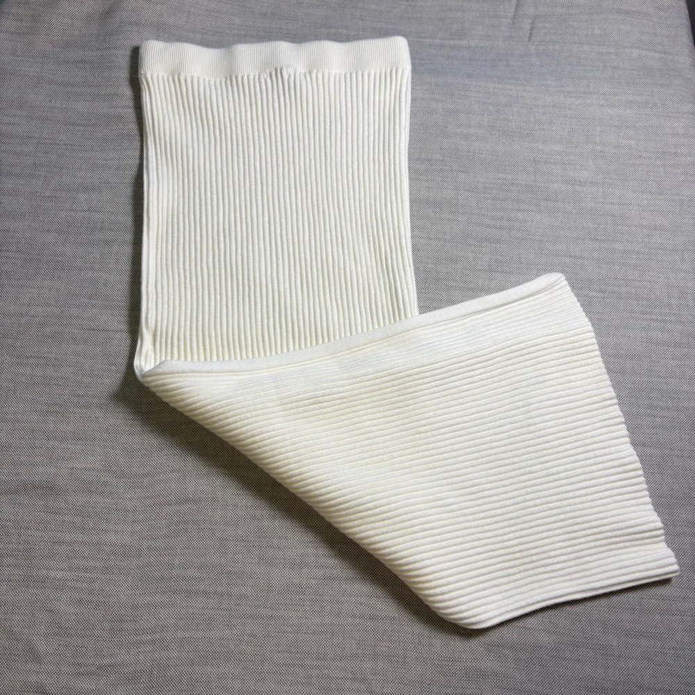 Princess Polly Ribbed Knit Midi Skirt US 4 White Side Slit Bodycon MSRP $55